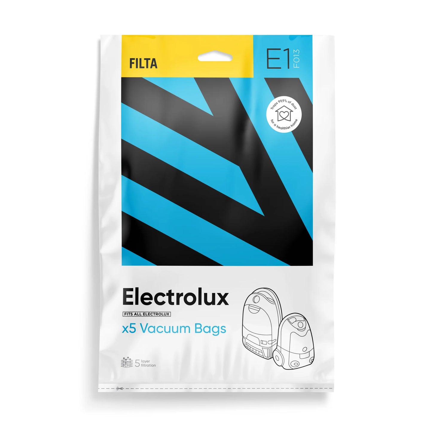 Vacuum Cleaner Bags - E1 - FILTA ELECTROLUX SMS MULTI LAYERED VACUUM BAGS 5 PK