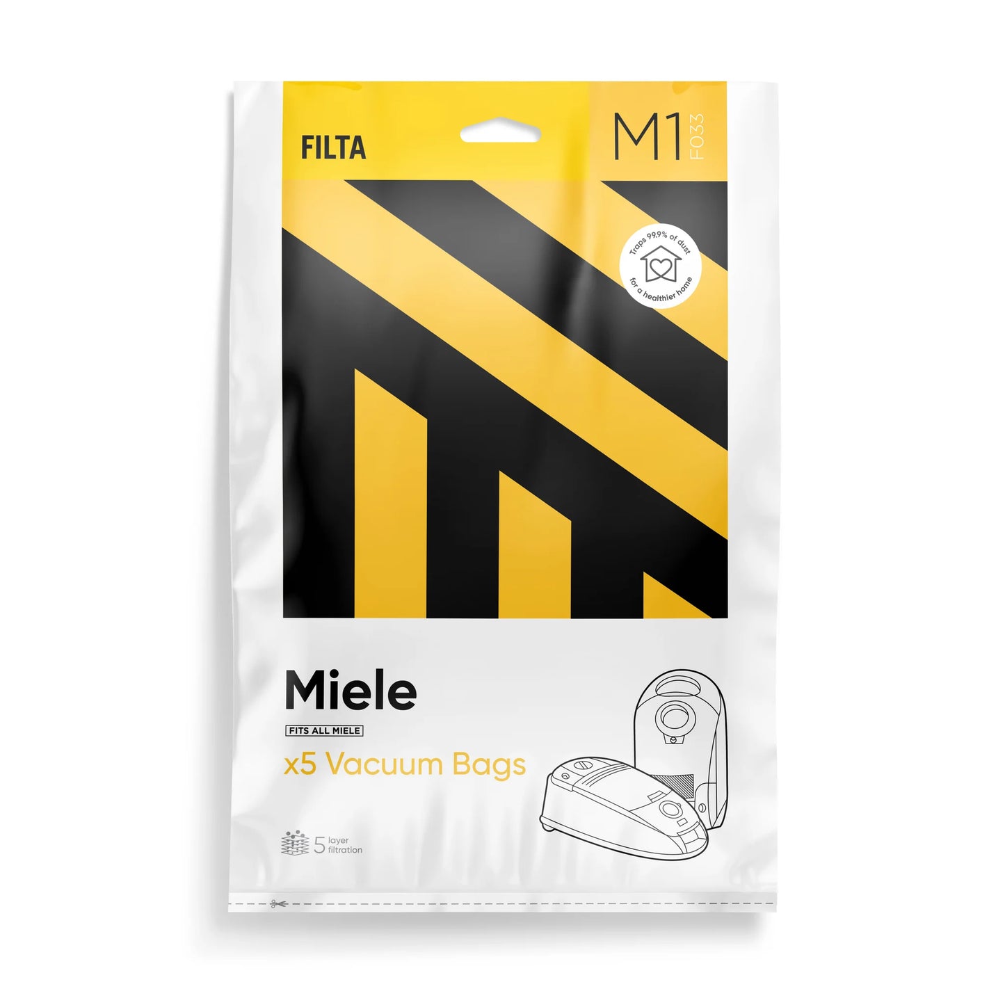 Vacuum Cleaner Bags - M1 - FILTA MIELE SMS MULTI LAYERED VACUUM BAGS 5 PK