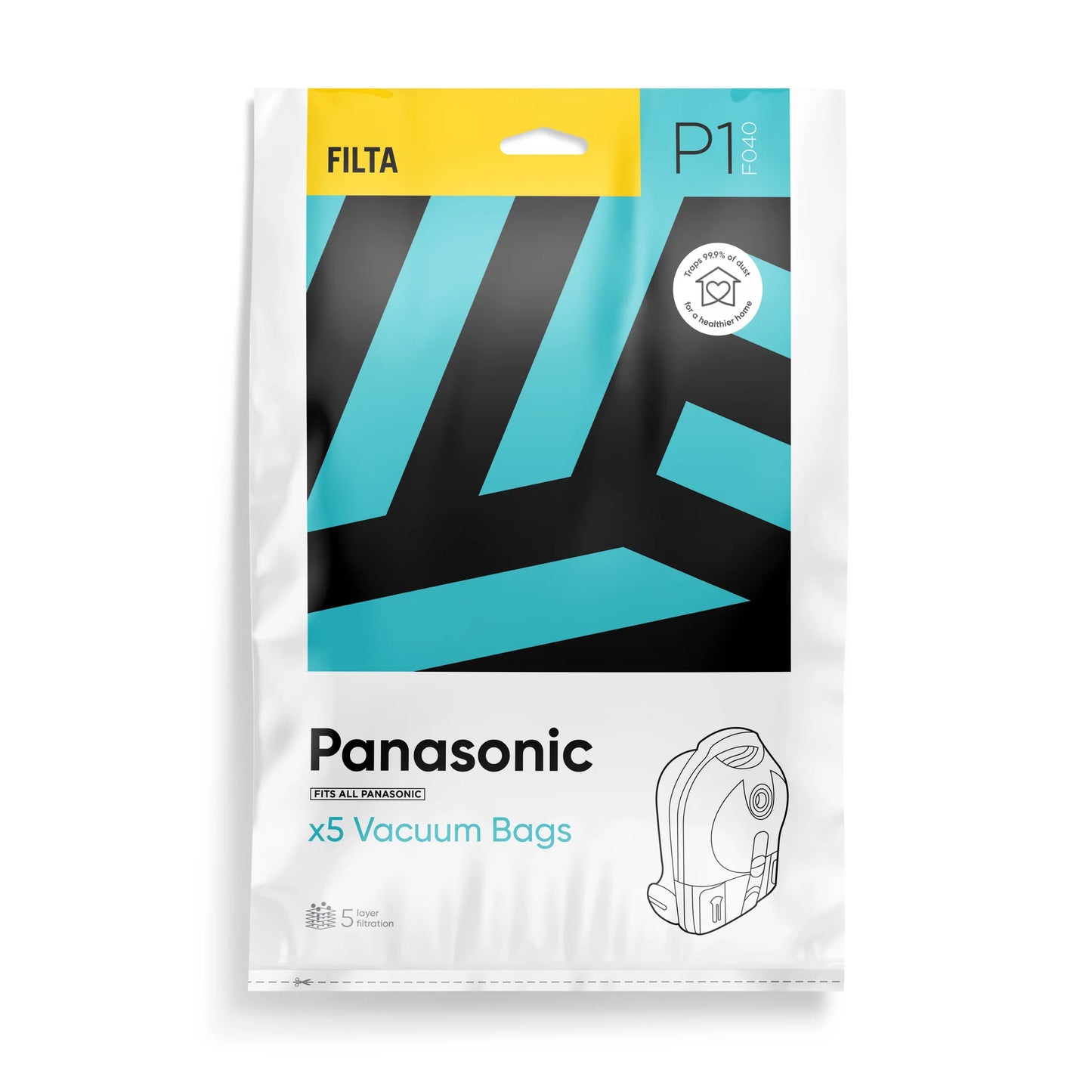 Vacuum Cleaner Bags - P1 - FILTA PANASONIC SMS MULTI LAYERED VACUUM BAGS 5 PK